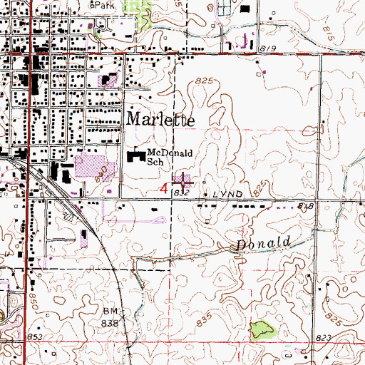 Topographic Map of Marlette Middle School, MI