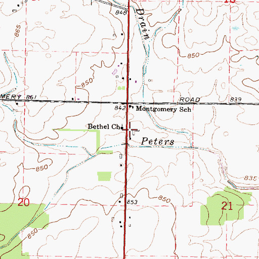 Topographic Map of Bethel Church, MI