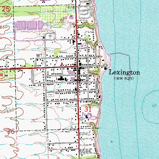 Topographic Map of Lexington United Methodist Church, MI