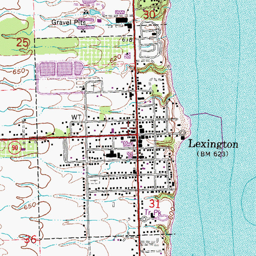 Topographic Map of Lexington Police Department, MI