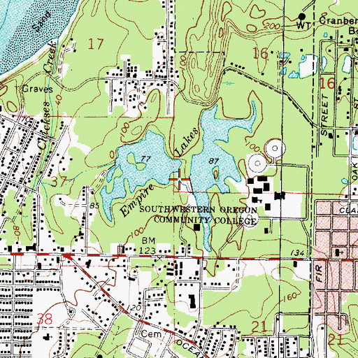 Topographic Map of John Topits Park, OR