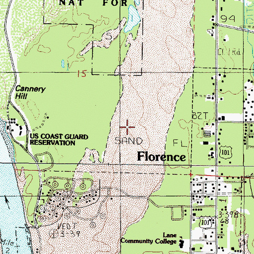 Topographic Map of Sandpines Golf Links, OR