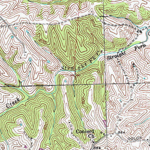 Topographic Map of No Head Hollow, KY