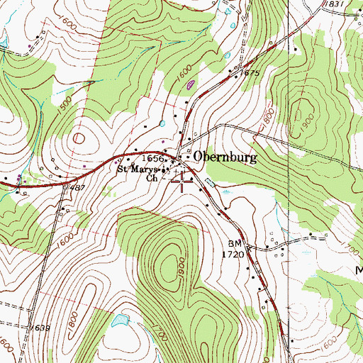 Topographic Map of Saint Mary's Cemetery, NY