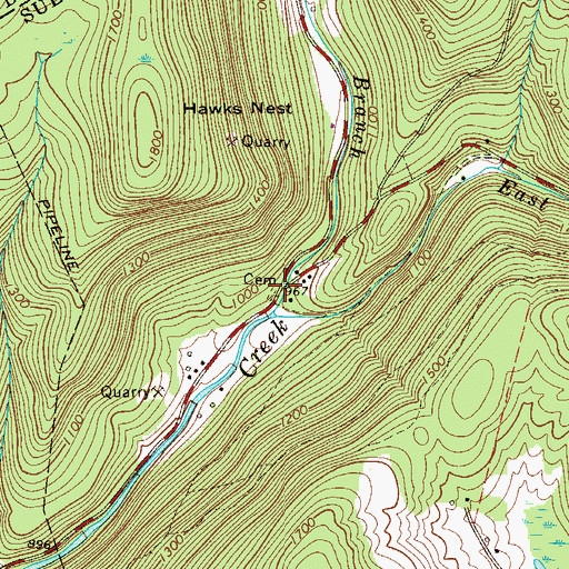 Topographic Map of Basket Cemetery, NY