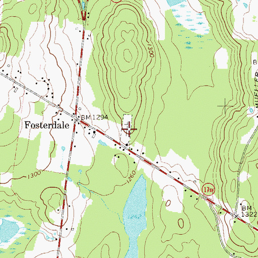 Topographic Map of Fosterdale Cemetery, NY