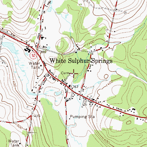 Topographic Map of White Sulphur Springs Cemetery, NY