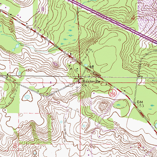 Topographic Map of Huntsville First United Methodist Church, FL
