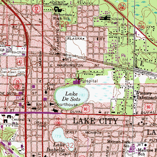 Topographic Map of Shands LakeShore Regional Medical Center, FL