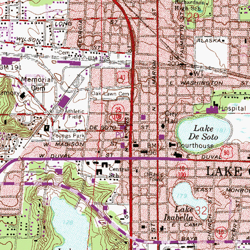 Topographic Map of Lake City Post Office, FL