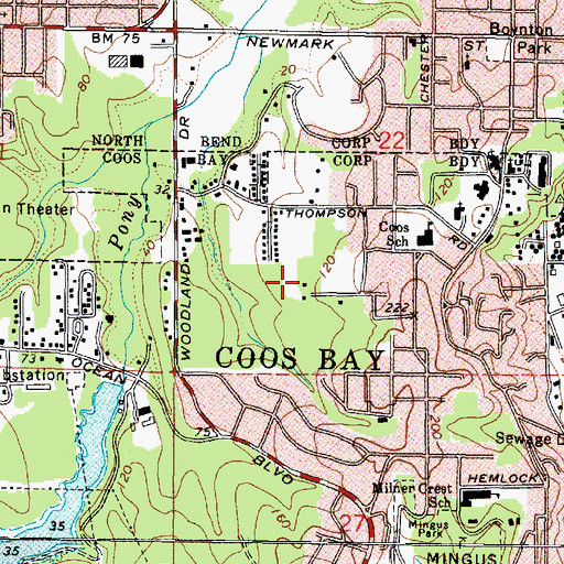 Topographic Map of Bay Area Hospital, OR