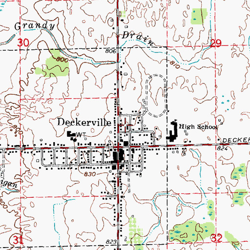 Topographic Map of Deckerville Community Hospital, MI