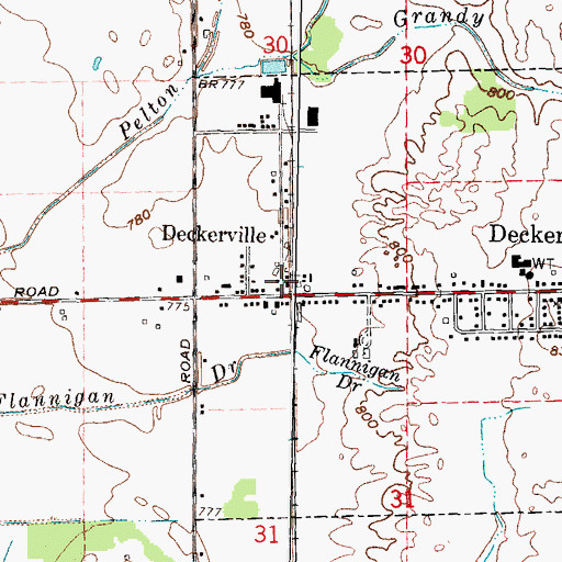 Topographic Map of Deckerville Station, MI