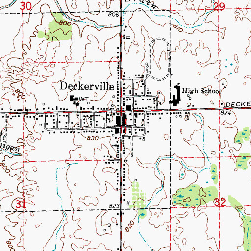 Topographic Map of Deckerville Post Office, MI