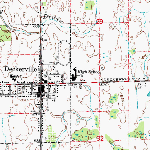 Topographic Map of Deckerville Community High School, MI