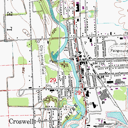Topographic Map of Riverbend Park, MI