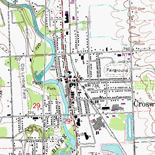 Topographic Map of Cros-Lex Health Center, MI