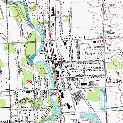 Topographic Map of Croswell Station, MI