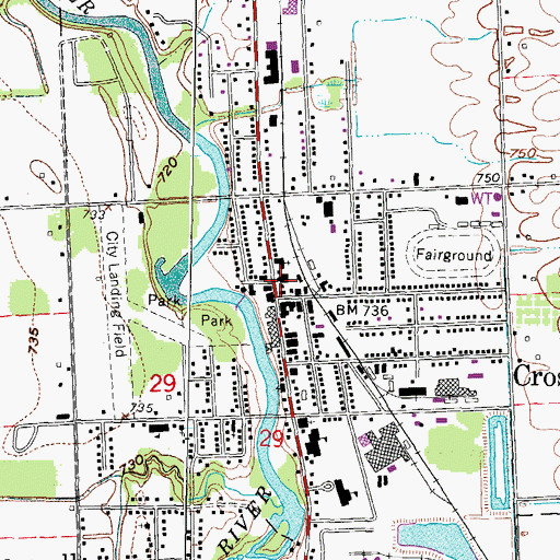 Topographic Map of Croswell Post Office, MI