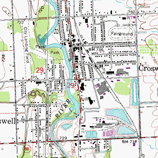 Topographic Map of First Presbyterian Church, MI