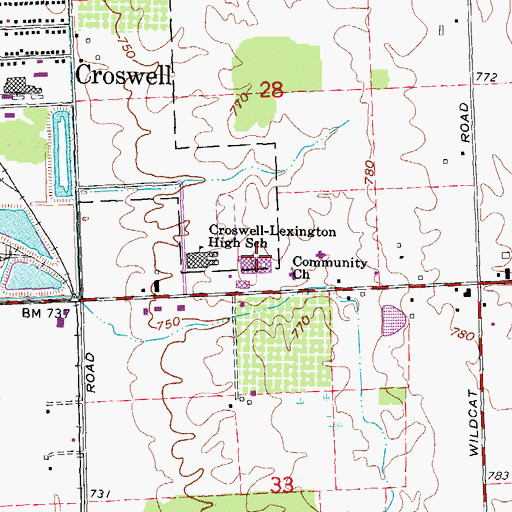 Topographic Map of Croswell-Lexington Middle School, MI