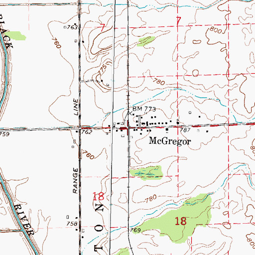 Topographic Map of McGregor Station, MI