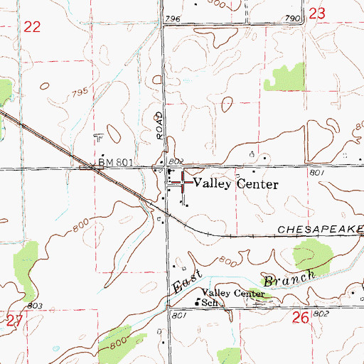 Topographic Map of Valley Center Station, MI