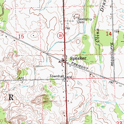 Topographic Map of Speaker Post Office (historical), MI