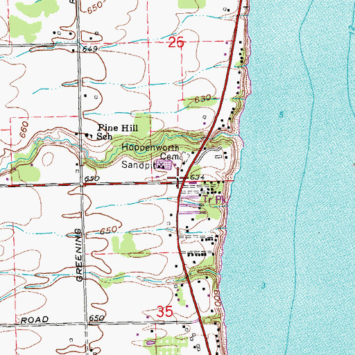 Topographic Map of Pine Hill Post Office (historical), MI