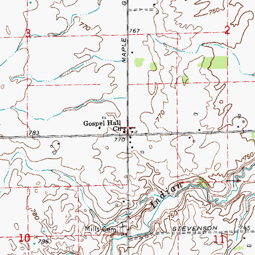 Topographic Map of Mills Post Office (historical), MI