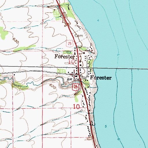 Topographic Map of Forester Post Office (historical), MI
