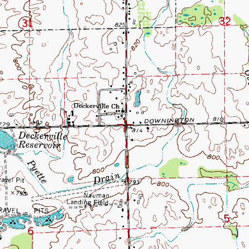 Topographic Map of Dowington Post Office (historical), MI