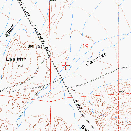 Topographic Map of Carrizo Canyon, CA