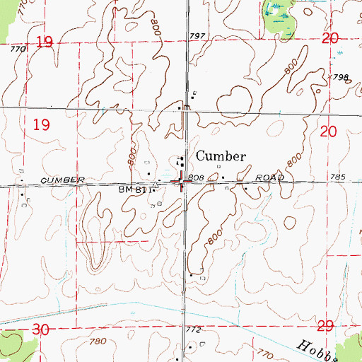 Topographic Map of Cumber Post Office (historical), MI