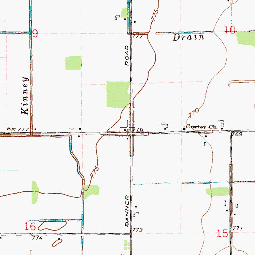 Topographic Map of Burden Post Office (historical), MI