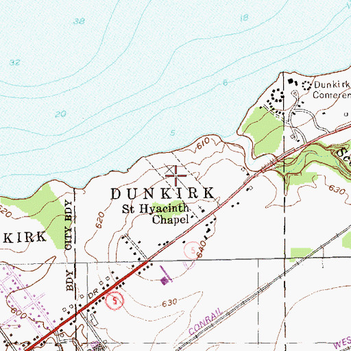 Topographic Map of Saint Hyacinth Cemetery, NY
