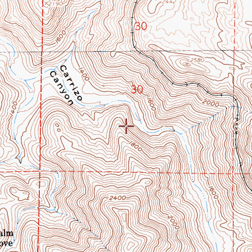 Topographic Map of Carrizo Gorge, CA