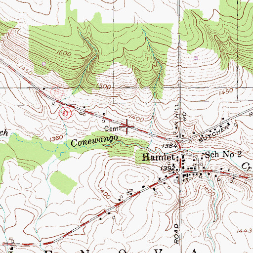 Topographic Map of Hamlet Cemetery, NY