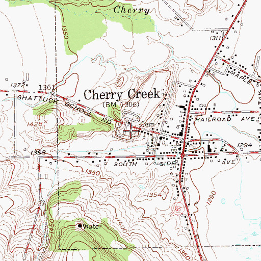 Topographic Map of Highland Cemetery, NY