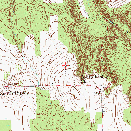 Topographic Map of South Ripley Cemetery, NY