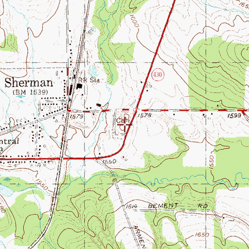 Topographic Map of Sherman Cemetery, NY