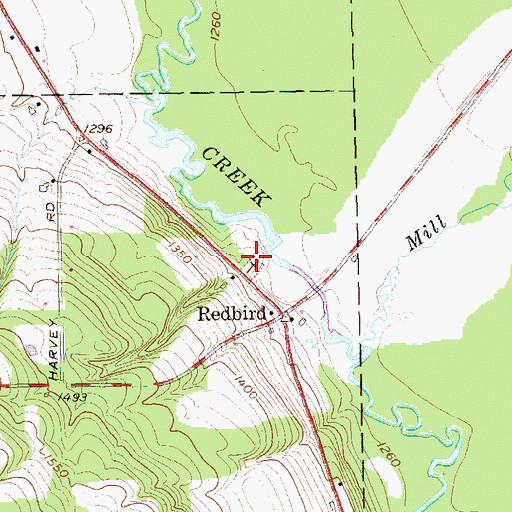 Topographic Map of Red Bird Cemetery, NY