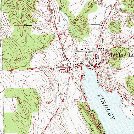 Topographic Map of Findley Lake Cemetery, NY