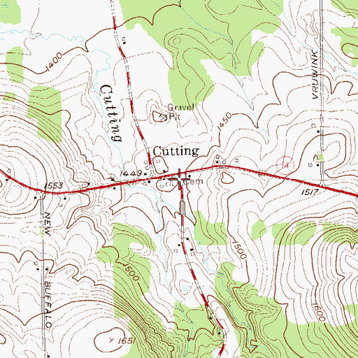 Topographic Map of Cutting Cemetery, NY