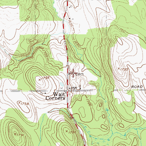 Topographic Map of Wait's Corners Cemetery, NY