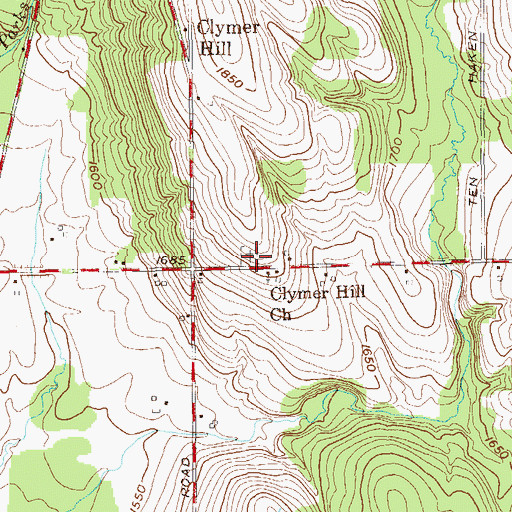 Topographic Map of Clymer Hill Cemetery, NY