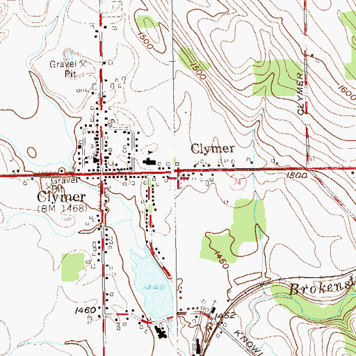 Topographic Map of Clymer Cemetery, NY