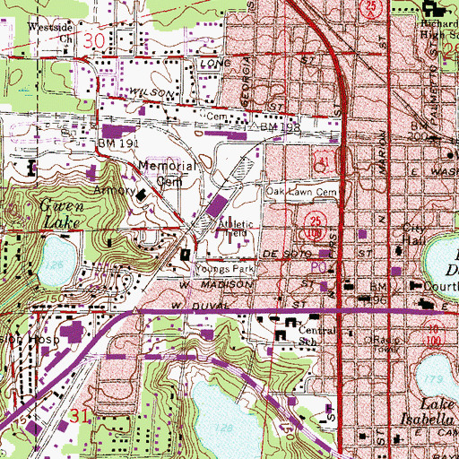 Topographic Map of Memorial Stadium, FL