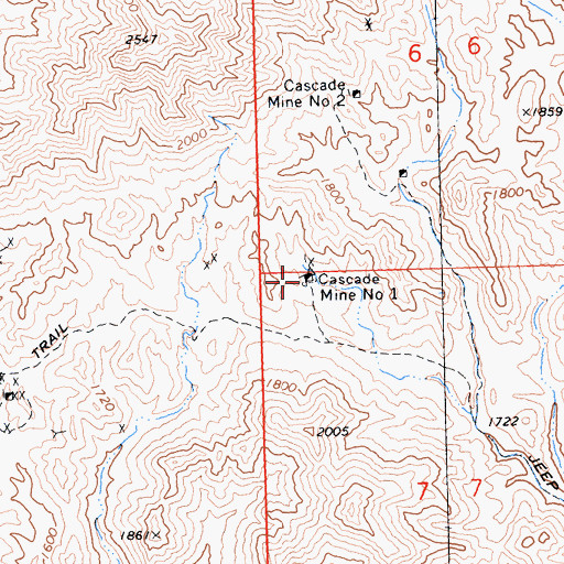 Topographic Map of Cascade Mine Number One, CA