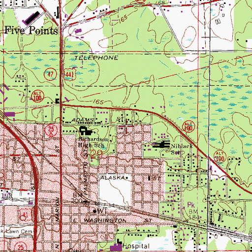 Topographic Map of Shiloh Missionary Baptist Church, FL